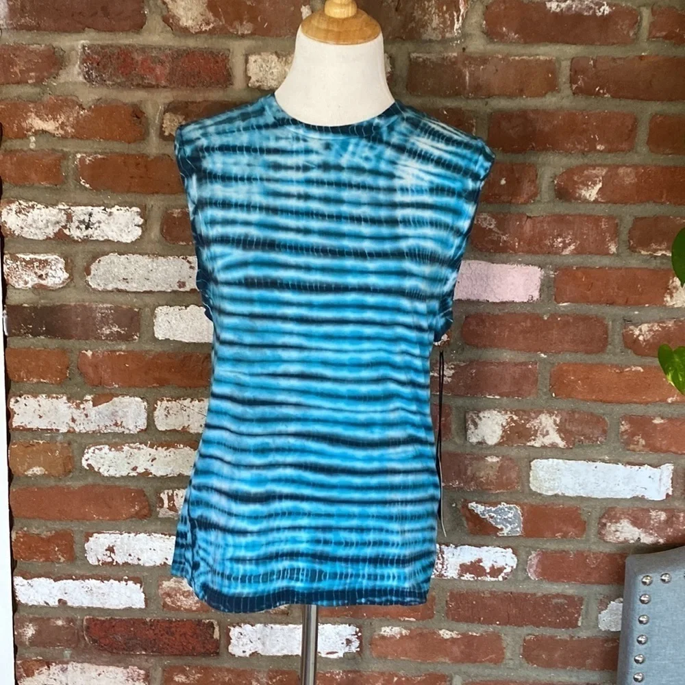 AGOLDE Futura Blue Tie-Dyed Muscle Tee Tank Top Sleeveless size medium - Picture 3 of 10
